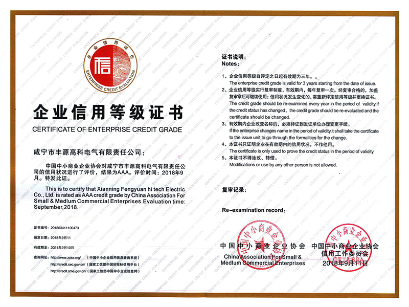 企業(yè)信用等級證書